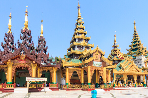 Buildings in Shwedagon Pagoda Picture Board by Kevin Hellon