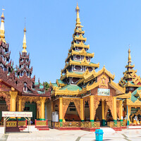 Buy canvas prints of Buildings in Shwedagon Pagoda by Kevin Hellon