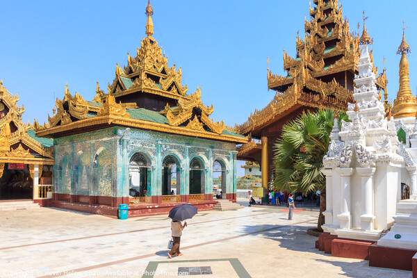 Buildings in Shwedagon Pagoda Picture Board by Kevin Hellon