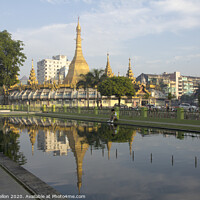 Buy canvas prints of Sule Pagoda, by Kevin Hellon