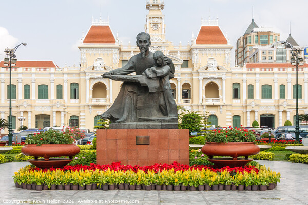 Statue of Ho Chi Minh and Peoples Committee Building,  Picture Board by Kevin Hellon