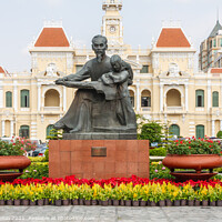 Buy canvas prints of Statue of Ho Chi Minh and Peoples Committee Building,  by Kevin Hellon