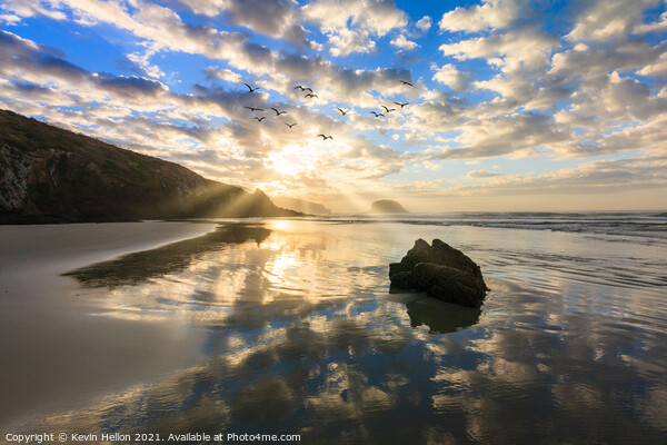 Sunrise over Allan's Beach Picture Board by Kevin Hellon
