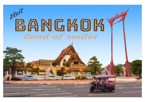 Vintage poster Bankok Picture Board by Kevin Hellon