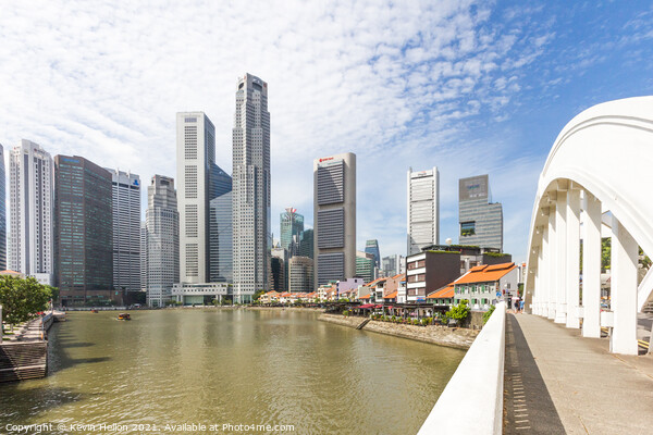 Coleman bridge the Singapore river, Boat Quay and the Financial  Picture Board by Kevin Hellon