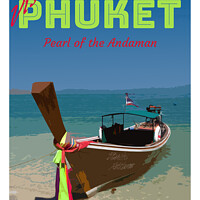 Buy canvas prints of Long tail boat on Koh Naka island, Phuket, Thailand by Kevin Hellon