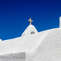 Buy canvas prints of Crosses on Church of Panagia Paraportiani by Kevin Hellon
