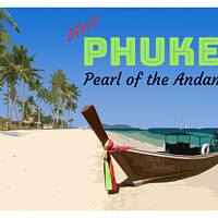 Buy canvas prints of Vintage style poster for Phuket, Thailand by Kevin Hellon