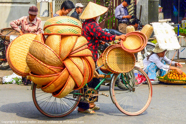 Street vendor on bicycle Picture Board by Kevin Hellon