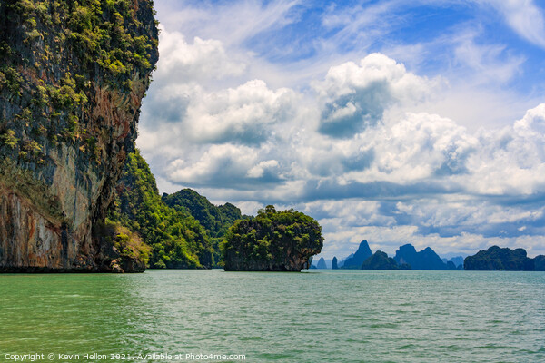 Limestone outcrops, Phang Nga Bay, Thailand Picture Board by Kevin Hellon