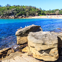 Buy canvas prints of View over the rocks in Manly by Kevin Hellon