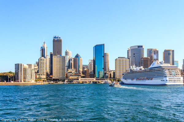 A cruise ship docked in SYdney Harbor. Picture Board by Kevin Hellon