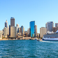 Buy canvas prints of A cruise ship docked in SYdney Harbor. by Kevin Hellon