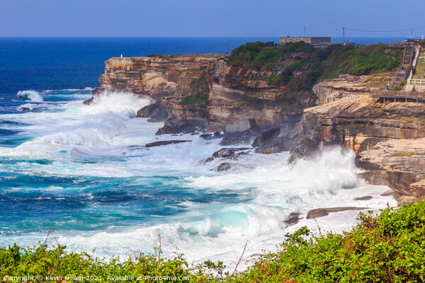 Rough seas by  on the Coogee to Bondi coastal walk Picture Board by Kevin Hellon