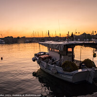 Buy canvas prints of View of Kos harbour at sunrise by Kevin Hellon