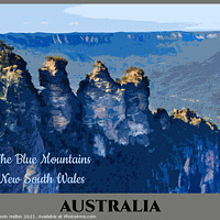 Buy canvas prints of Vintage travel Poster for The Blue Mountains,  by Kevin Hellon