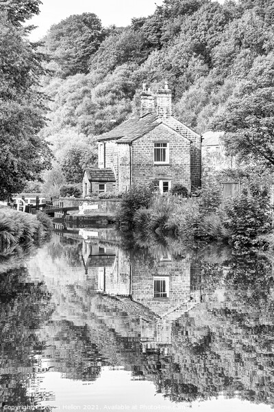 House reflected in the water, Huddersfield narrow canal Picture Board by Kevin Hellon