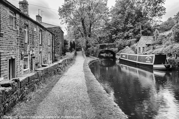 Barge moored on the Huddersfield Narrow Canal Picture Board by Kevin Hellon