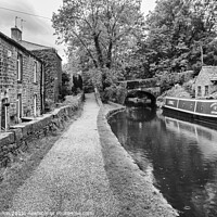Buy canvas prints of Barge moored on the Huddersfield Narrow Canal by Kevin Hellon