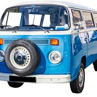 Buy canvas prints of Blue and white Volkswagen Camper van by Kevin Hellon
