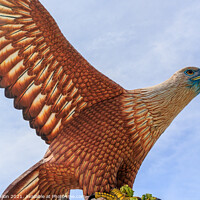Buy canvas prints of Close up view of Eagle sculpture by Kevin Hellon