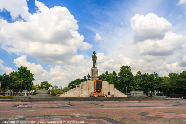 Statue of King Rama IV outside Lumphini park, Bangkok, Thailand. Picture Board by Kevin Hellon