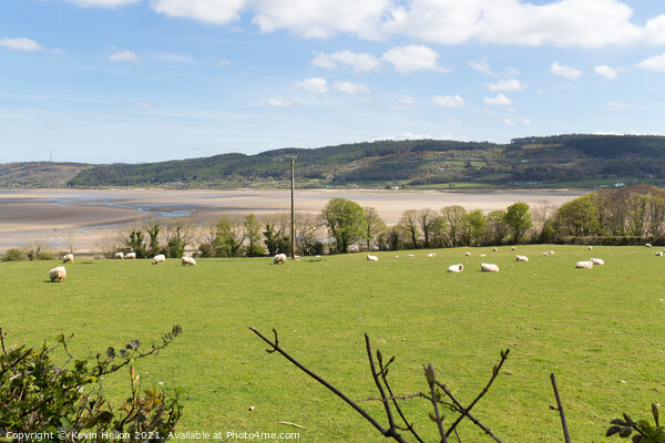 View across fields to Red Wharf Bay in Anglesey, W Picture Board by Kevin Hellon