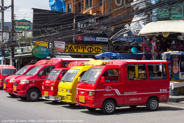 Tuk tuks lined up waiting for business in Bangla road, Patong be Picture Board by Kevin Hellon