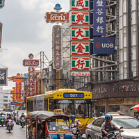 Buy canvas prints of  heavy traffic on Yaowarat road by Kevin Hellon