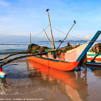 Buy canvas prints of Traditional fishing boat on beach by Kevin Hellon
