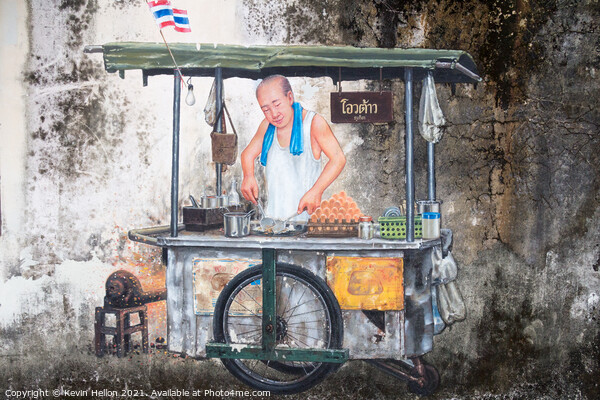 Wall mural of street food vendor Picture Board by Kevin Hellon