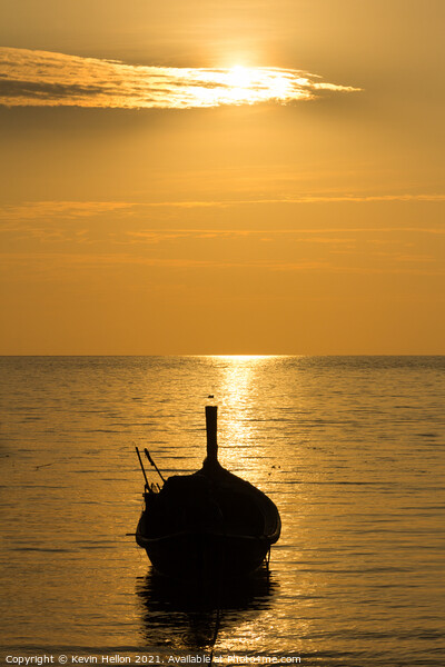 Silhouettes of boats at Bang Tao beach Picture Board by Kevin Hellon