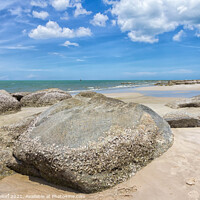 Buy canvas prints of Rocks on Hua Hin beach by Kevin Hellon
