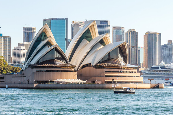 A yacht cruises by the Opera House Picture Board by Kevin Hellon