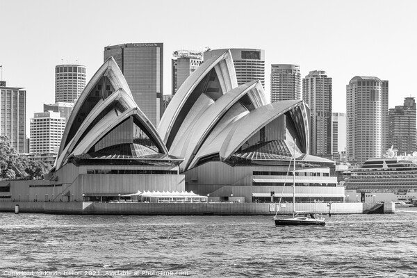A yacht cruises by the Opera House Picture Board by Kevin Hellon