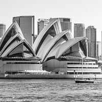 Buy canvas prints of A yacht cruises by the Opera House by Kevin Hellon