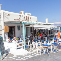 Buy canvas prints of Zorba's restaurant by Kevin Hellon
