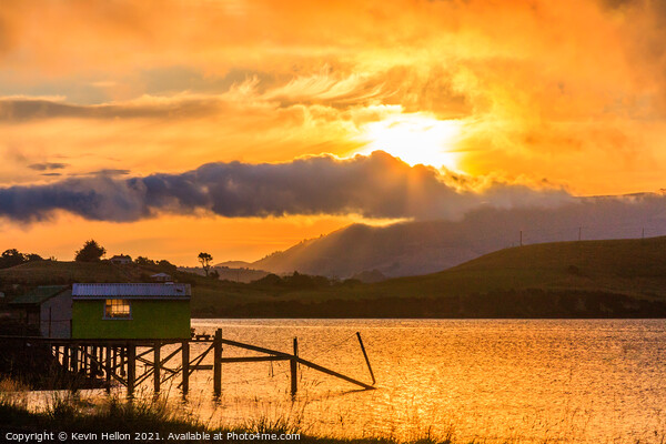 Dramatic sunset over the Otago Peninsular Picture Board by Kevin Hellon