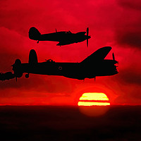 Buy canvas prints of BBMF Vic Sunset Silhouette Montage by Colin Smedley