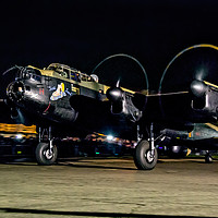 Buy canvas prints of Lancaster NX611 night taxy run  by Colin Smedley