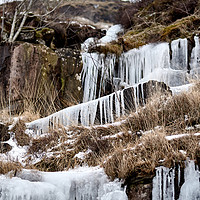 Buy canvas prints of Frozen waterfall Brecon Storm Emma by Janet Simmons