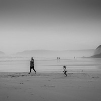 Buy canvas prints of Sea mist  on Perranporth Beach by Mike Lanning
