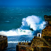 Buy canvas prints of Storm waves at Portreath by Mike Lanning