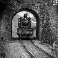 Buy canvas prints of GWR 6960 'Raveningham Hall'  B&W by Mike Lanning