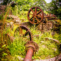 Buy canvas prints of Luxulyan Valley Water Wheel ruins by Mike Lanning