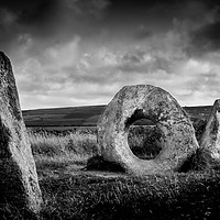 Buy canvas prints of Men-an-Tol (B&W) by Mike Lanning
