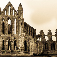 Buy canvas prints of Whitby Abbey - Antique Postcard by Mike Lanning