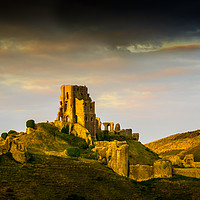 Buy canvas prints of Corfe Castle Evening by Mike Lanning