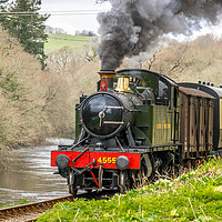 Buy canvas prints of GWR locomotive 4555 by the River Dart by Mike Lanning