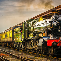 Buy canvas prints of GWR 7828 'Odney Manor' with the Cambrian Coast Exp by Mike Lanning